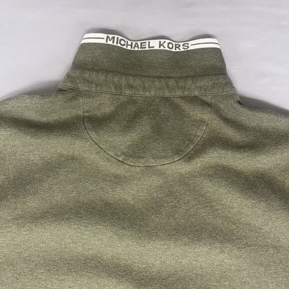 Michael Kors Polo Shirt Men's XL Green Olive White Tipped MK Logo Short Sleeve - Picture 5 of 10